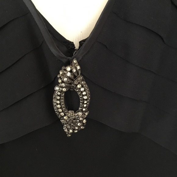 NEW Jones, New York little black dress with brooch Bellagio classic black dress - Picture 6 of 12